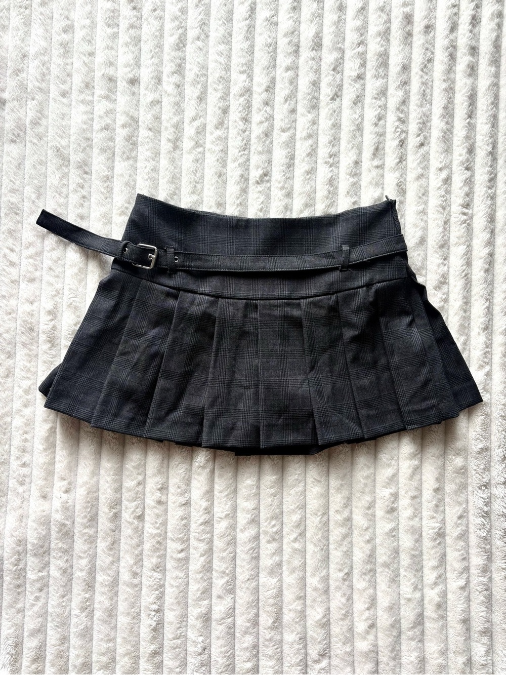Zara Pleated Plaid Black Mini Skirt